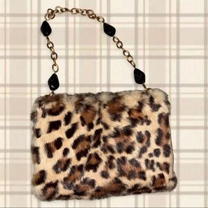 Leopard Print rabbit Fur Shoulder Bag